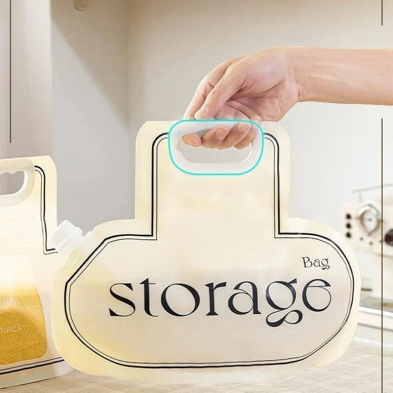 Cream coloured grain storage bag with food grade PE material for rice, wheat, and beans