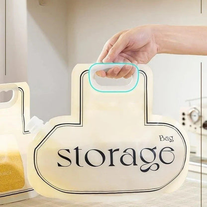 Cream coloured grain storage bag with food grade PE material for rice, wheat, and beans