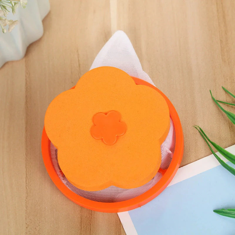 Flower-designed float filter for washing machine hair removal, 9.5cm by 4.0cm