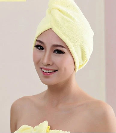Luxury microfibre hair drying cap with absorbent and quick-drying properties, available in various colours