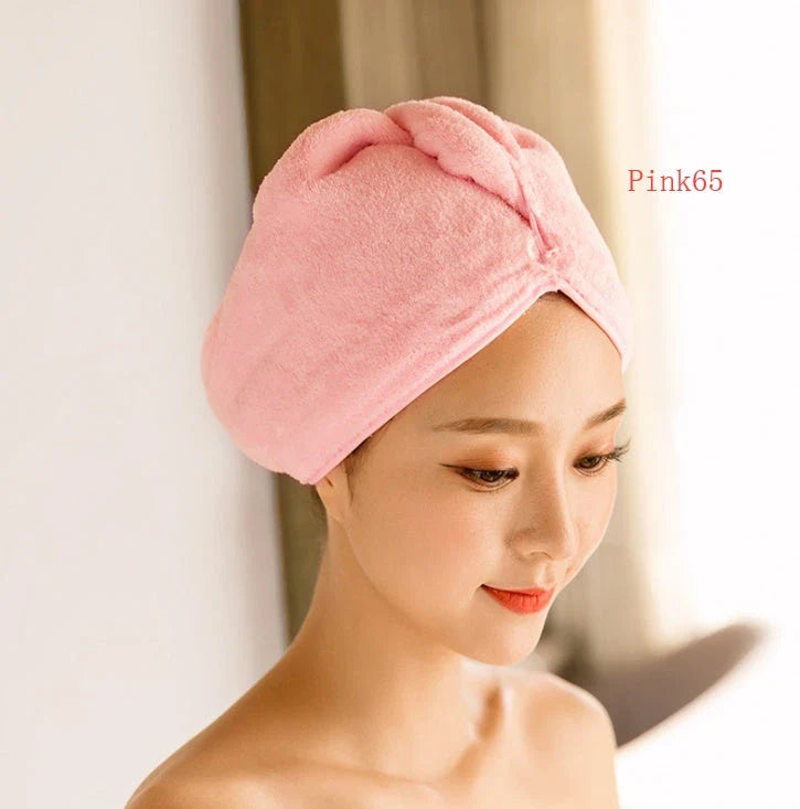 Luxury microfibre hair drying cap with absorbent and quick-drying properties, available in various colours