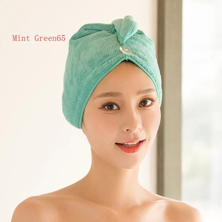 Luxury microfibre hair drying cap with absorbent and quick-drying properties, available in various colours
