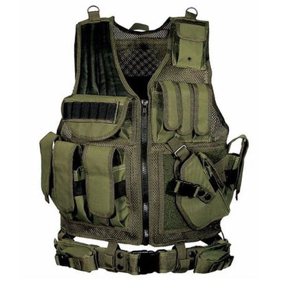 Durable tactical vest for military and outdoor activities with multiple pockets and adjustable straps