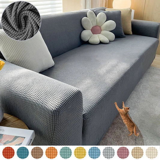 Waterproof polar fleece sofa slipcover in various colours protecting your living room furniture