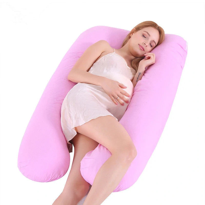 Premium U-shaped pregnancy pillow with soft cotton casing and polyester fiber filling for exceptional comfort and support
