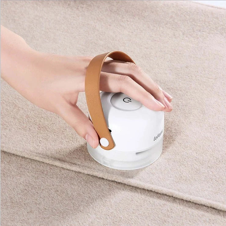 Rechargeable Hairball Removal Shaving Machine in white, compact and efficient for fabric care