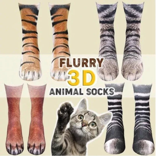 Cosy 3D animal paw socks in a variety of playful designs, including cats, dogs, elephants, tigers, and more