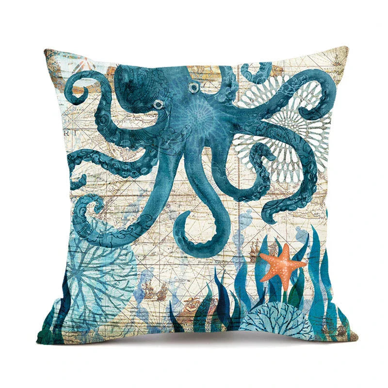 Stylish Sea Life Cushion Covers featuring vibrant marine-inspired designs to enhance British home decor