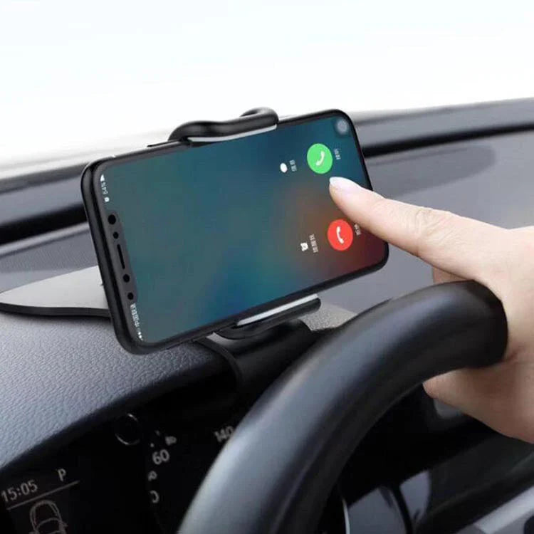 Versatile 360-degree rotating car phone mount with sleek black design, made with premium materials for secure and convenient smartphone use while driving