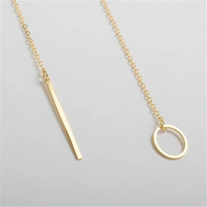 Personalised alloy geometric clavicle chain necklace in gold finish