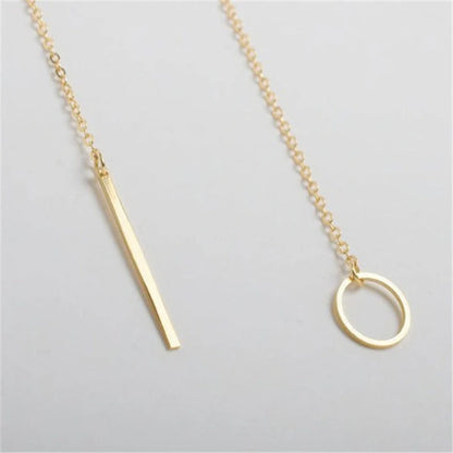 Personalised alloy geometric clavicle chain necklace in gold finish