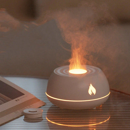 Aromatherapy Mist Humidifier with Flame-like Lighting Effects, USB-Powered Relaxation Device for Home