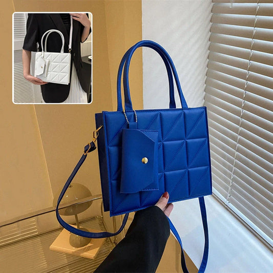 Chic plaid shoulder bag with wallet for women, available in black, white, blue, and green