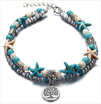 Starfish design zinc alloy anklet for women, perfect for beach outings