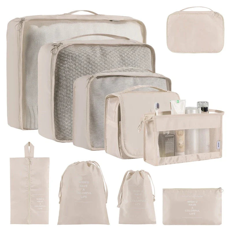 Home Fashion Simple Solid Colour Storage Bag in beige with multiple size options