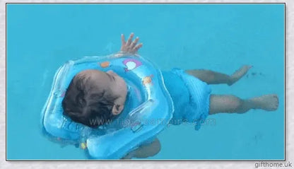 A baby float neck ring with a double airbag design, leakproof air mouth, and adjustable safety lock for secure and comfortable water activities.