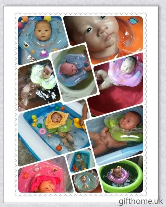 A baby float neck ring with a double airbag design, leakproof air mouth, and adjustable safety lock for secure and comfortable water activities.