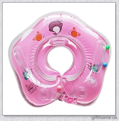 A baby float neck ring with a double airbag design, leakproof air mouth, and adjustable safety lock for secure and comfortable water activities.