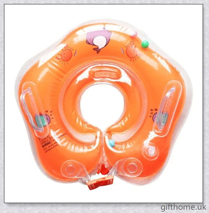 A baby float neck ring with a double airbag design, leakproof air mouth, and adjustable safety lock for secure and comfortable water activities.