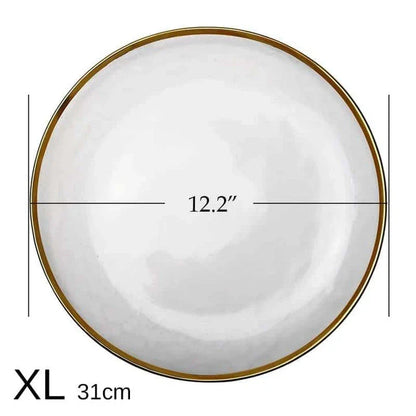 Elegant gold inlay glass plates with a sleek, modern design for a luxurious dining experience