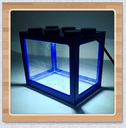 Mini Block Aquarium - Stackable acrylic fish tanks with customisable lighting for small freshwater fish