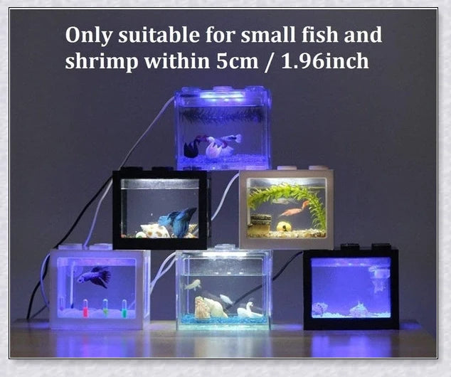 Mini Block Aquarium - Stackable acrylic fish tanks with customisable lighting for small freshwater fish