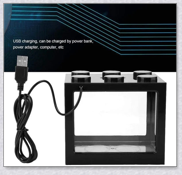 Mini Block Aquarium - Stackable acrylic fish tanks with customisable lighting for small freshwater fish