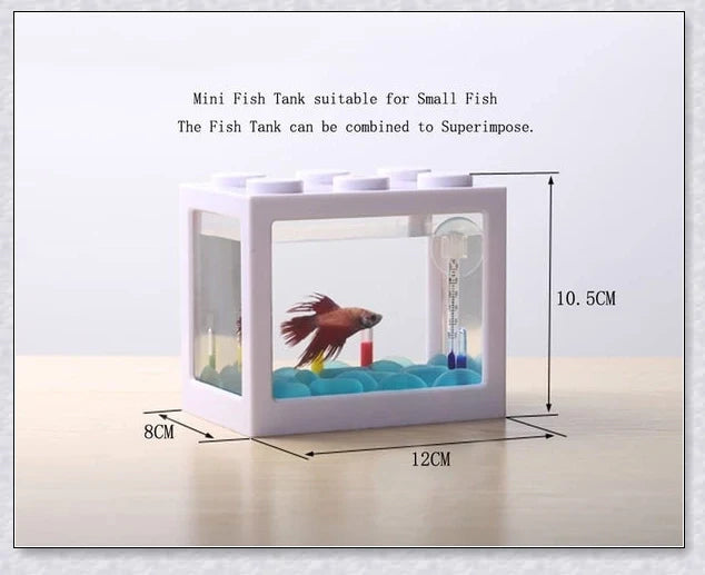 Mini Block Aquarium - Stackable acrylic fish tanks with customisable lighting for small freshwater fish