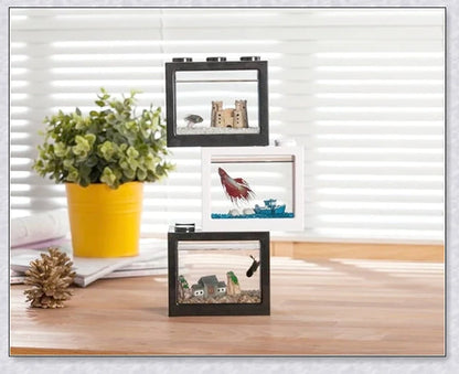 Mini Block Aquarium - Stackable acrylic fish tanks with customisable lighting for small freshwater fish