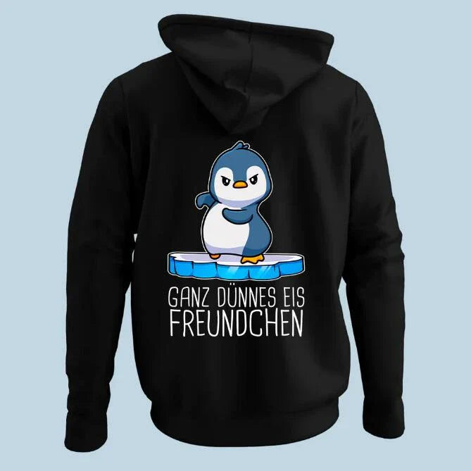 Korean-style loose hooded sweater with a cute penguin print design and long sleeves for women's casual wear