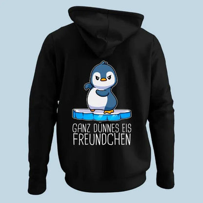 Korean-style loose hooded sweater with a cute penguin print design and long sleeves for women's casual wear