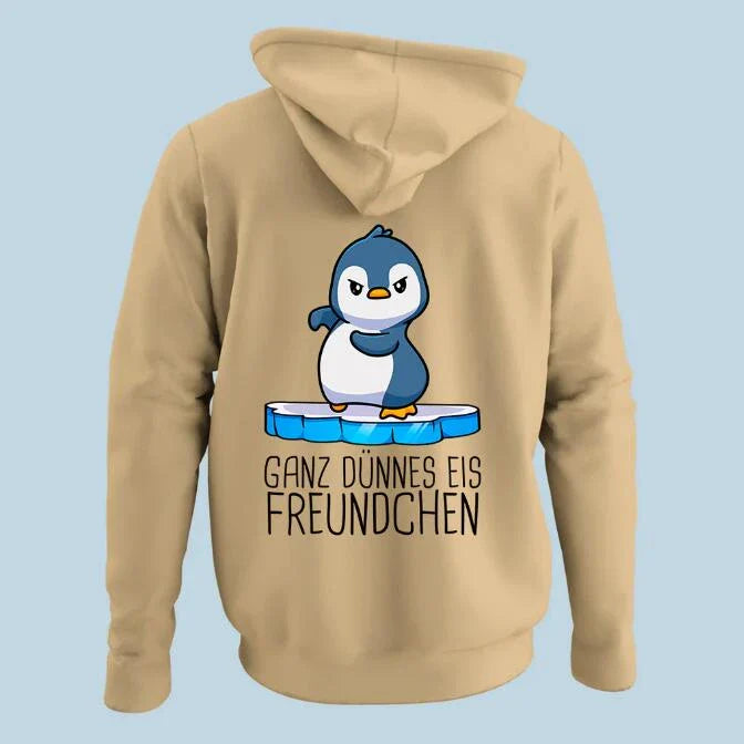 Korean-style loose hooded sweater with a cute penguin print design and long sleeves for women's casual wear