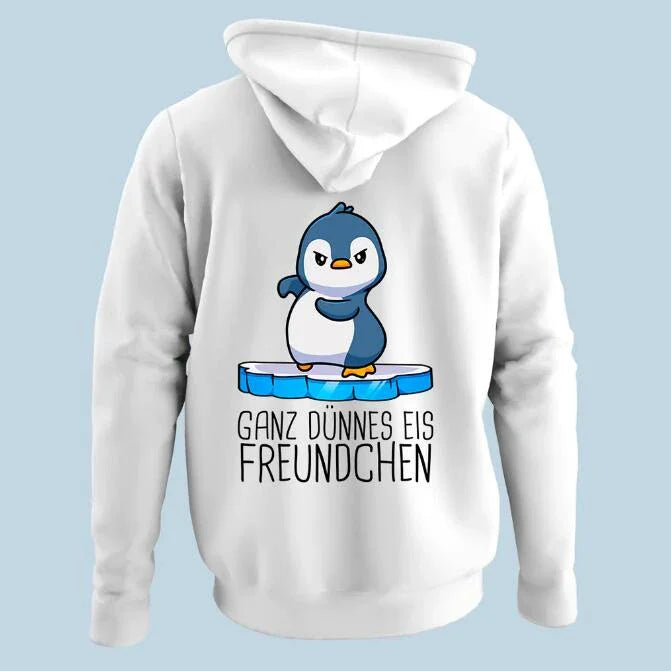Korean-style loose hooded sweater with a cute penguin print design and long sleeves for women's casual wear