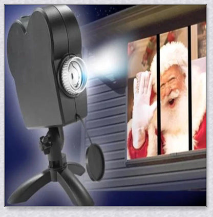 Magic Window Projector that transforms any window into a festive display with Christmas, Halloween, and birthday films