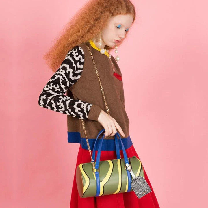 Trendha Handbag Shoulder Bag in Black and White Colours - a premium PU bucket bag with a versatile design and adjustable shoulder strap