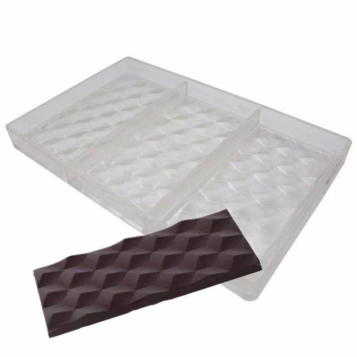 Geometric 3D chocolate mould for making unique and visually striking chocolate bars