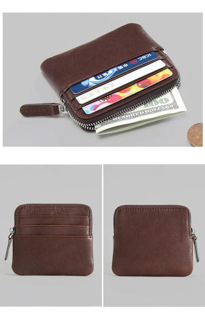 Premium leather horizontal wallet in a retro style, made from first-layer cowhide for exceptional durability and quality