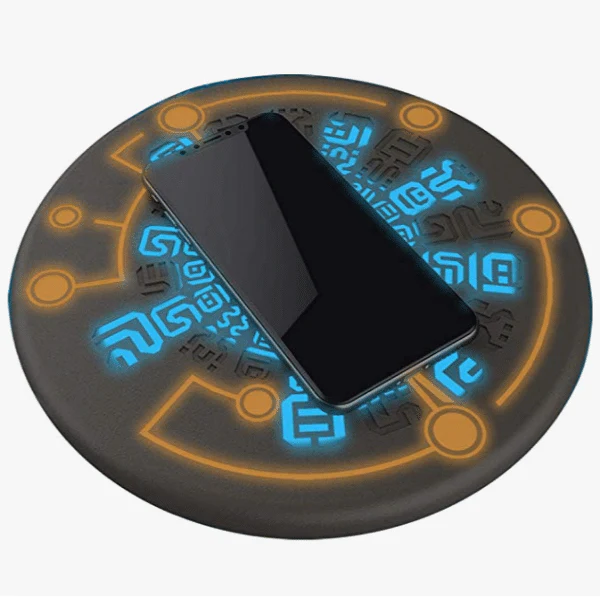 A stylish and fast wireless charger featuring the iconic Legend of Zelda design, perfect for Qi-enabled devices.