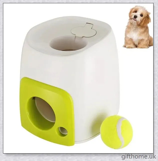 Automatic Dog Toy Ball Launcher with Adjustable Range and Included Tennis Balls for Interactive Play