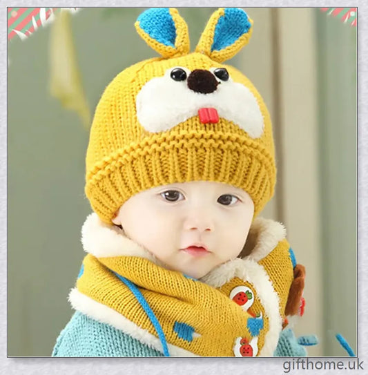 Soft, cosy baby woollen hat with a charming cartoon pattern design, perfect for keeping your little one warm during the cooler months.