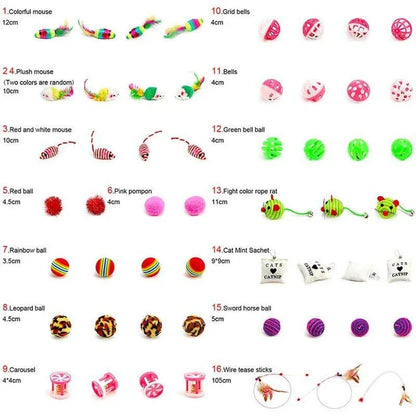 Feather Toy 16 Piece Set - Premium cat playtime collection with variety of interactive toys