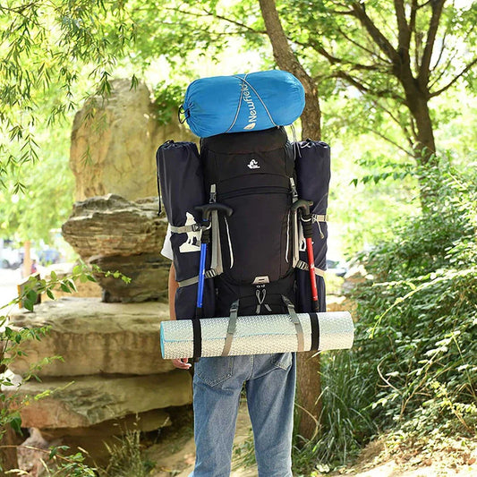 Men's 60L Large Capacity Waterproof Hiking Backpack with Padded Shoulder Straps and Multiple Compartments