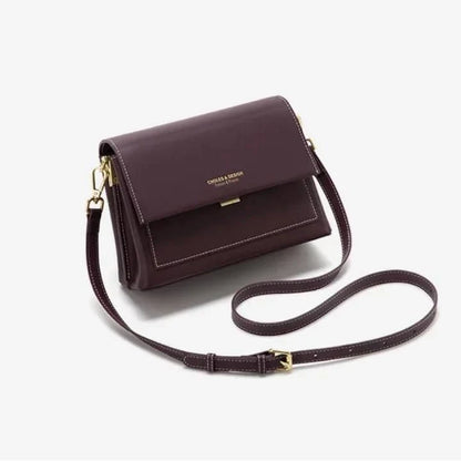 Elegant European-style leather crossbody bag for women in purple colour