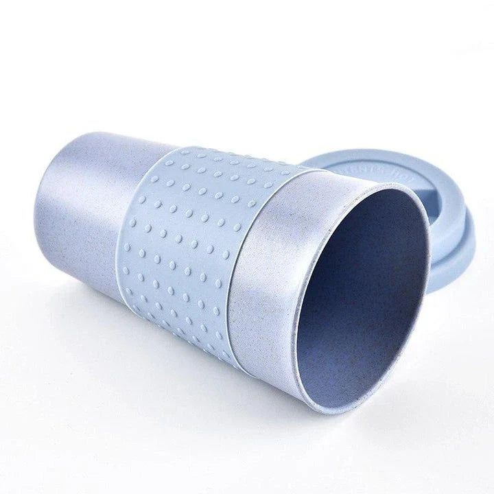 Eco-Friendly Portable Coffee Mugs made from renewable wheat straw and silica gel, featuring a spill-proof, leak-proof design for sustainable sipping on the go.