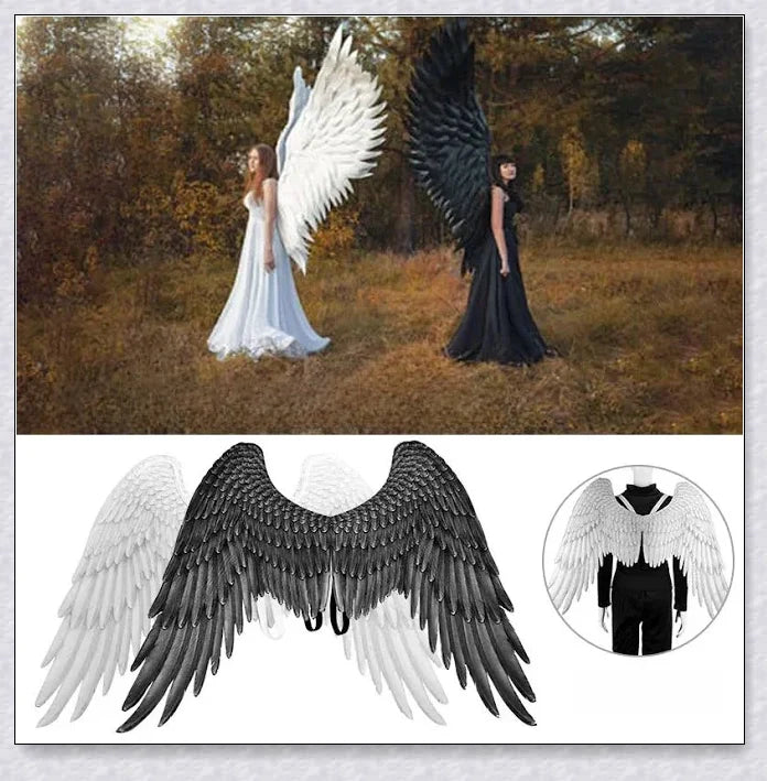 Spooktacular 3D Angel Devil Wings in black and white, perfect for Halloween costumes and celebrations
