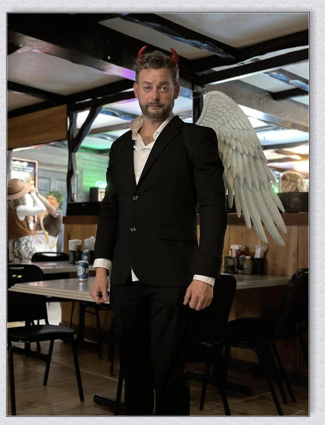 Spooktacular 3D Angel Devil Wings in black and white, perfect for Halloween costumes and celebrations