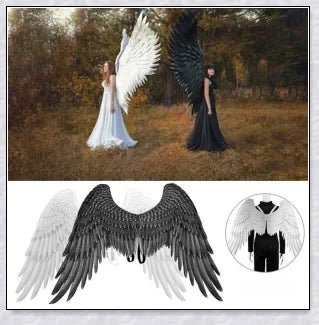 Spooktacular 3D Angel Devil Wings in black and white, perfect for Halloween costumes and celebrations