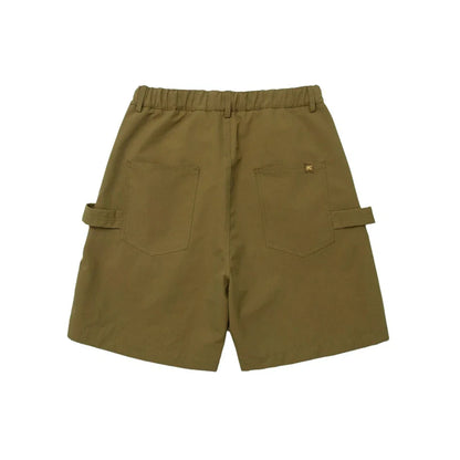 Japanese-inspired retro cargo shorts in khaki and black colours, featuring a loose, straight-leg fit and generous pockets for versatile style and comfort.