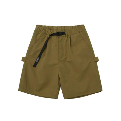 Japanese-inspired retro cargo shorts in khaki and black colours, featuring a loose, straight-leg fit and generous pockets for versatile style and comfort.