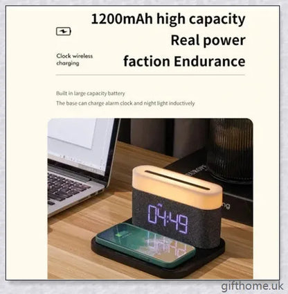 3 in 1 Wireless Charger Alarm Clock and Adjustable Night Light with Black and White colour options